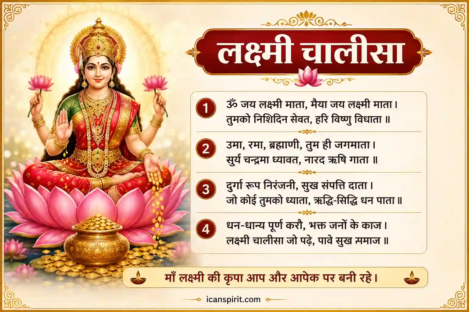 Shri Laxmi Chalisa श्री लक्ष्मी चालीसा लिरिक्स हिंदी में