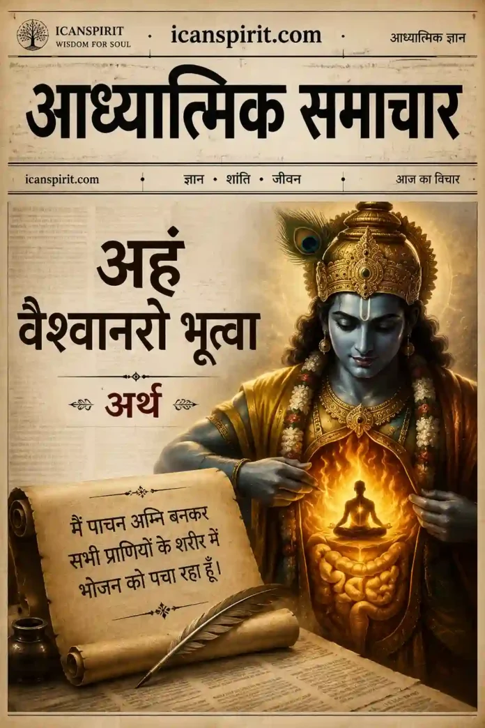 Aham Vaishvanaro Bhutva Bhagavad Gita 15.14