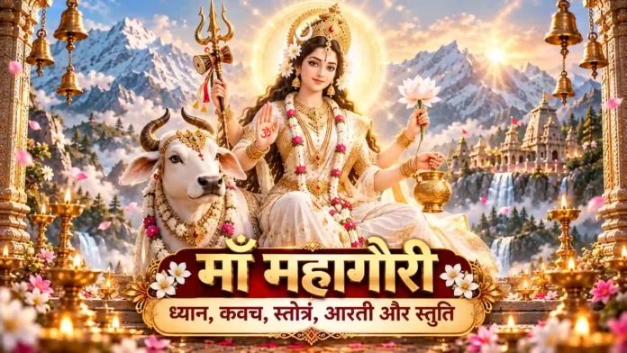 माँ महागौरी मंत्र ध्यान स्तोत्र कवच और अष्टमी पूजा