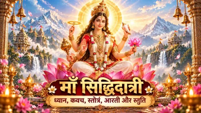 माँ सिद्धिदात्री मंत्र ध्यान स्तोत्र कवच और नवमी पूजा